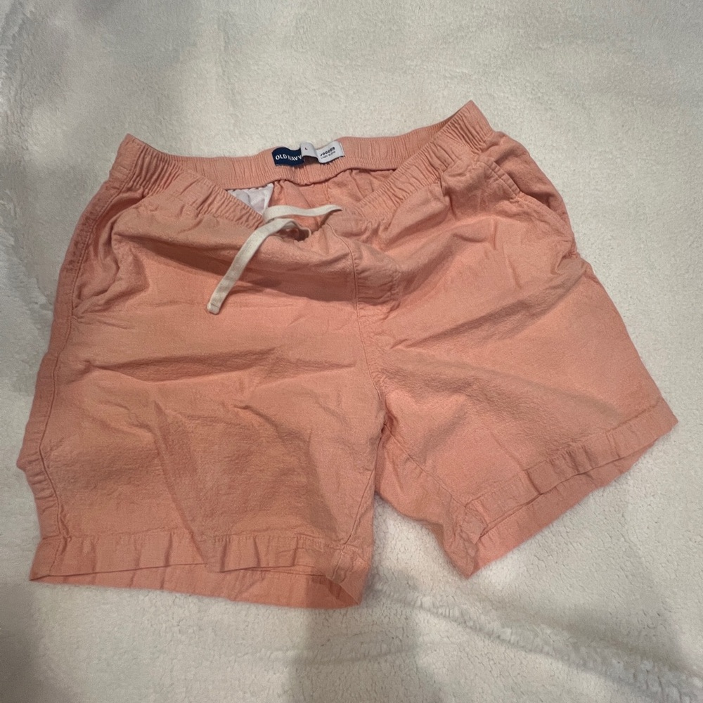 Men’s old baby jogger shorts  Peach elastic waist